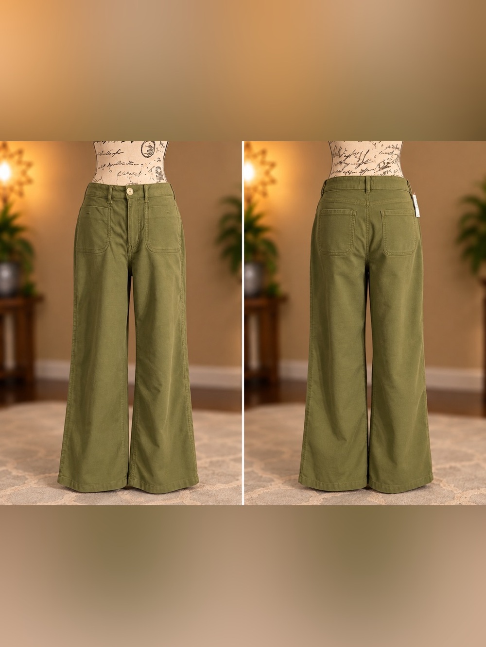 Maurices Olive Green High Rise Wide Leg Pants Size 8 Regular NWT